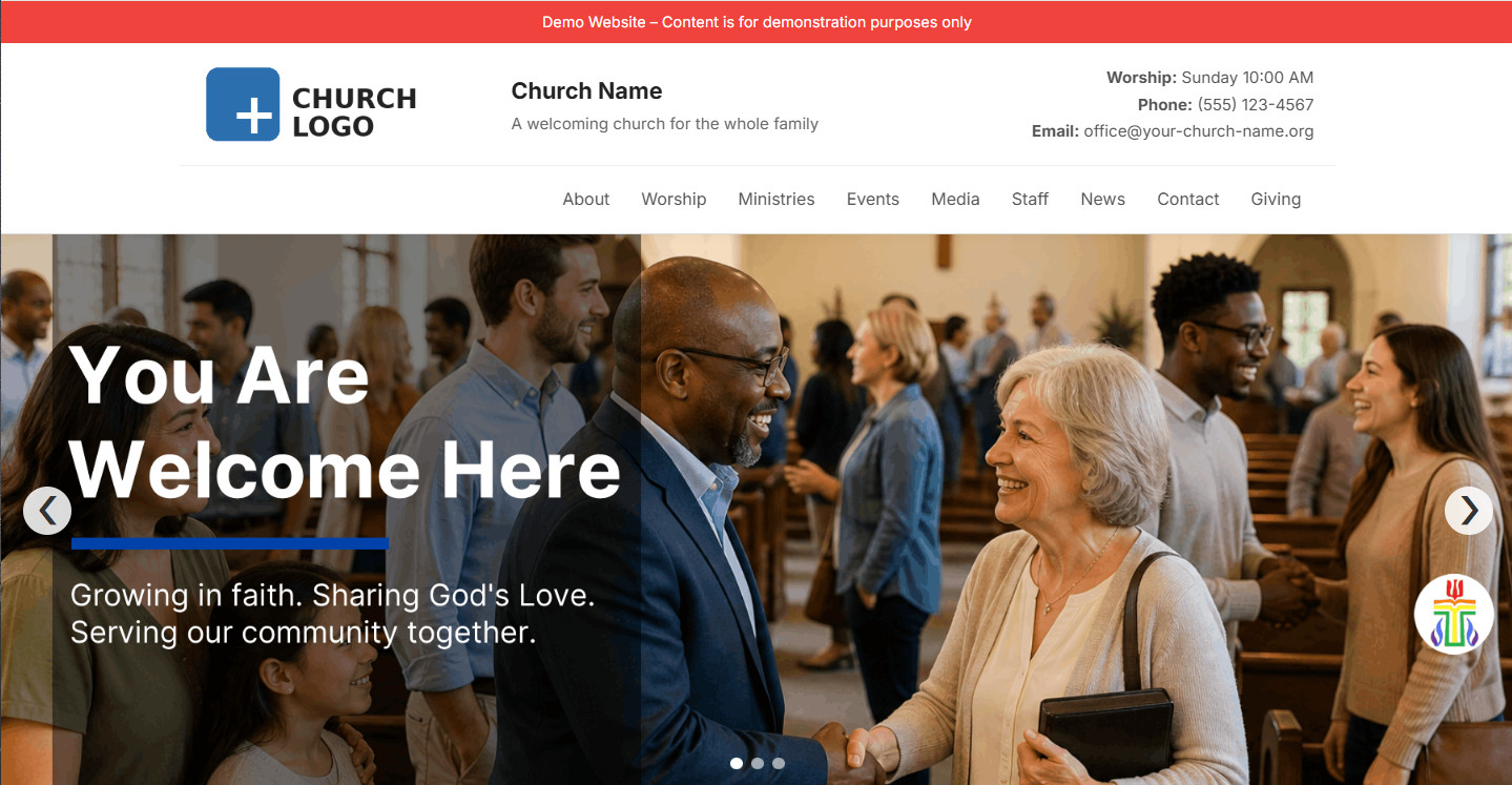 Preview of the Easy Church Web demo website